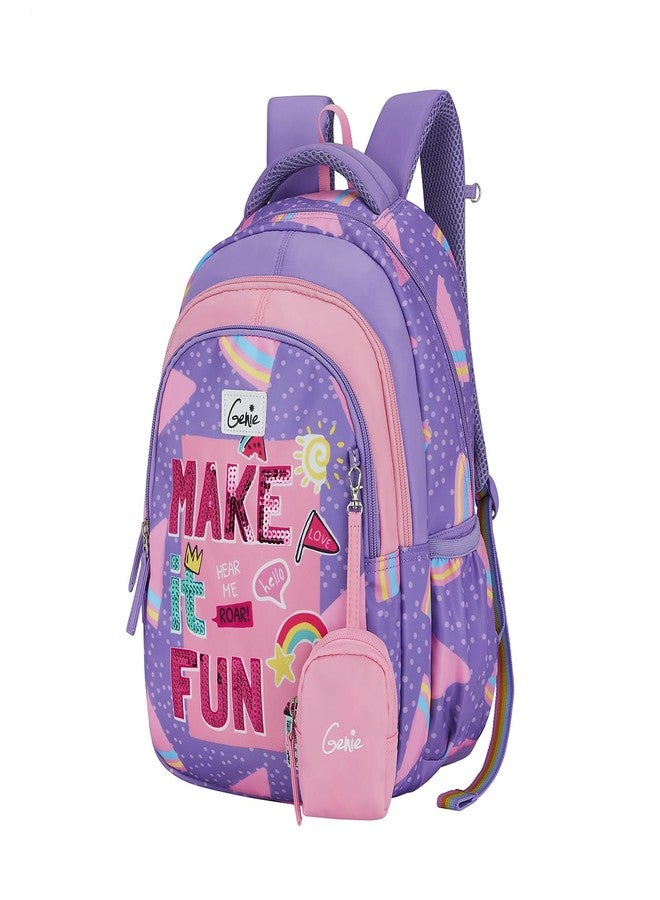 جيني حقيبة ظهر مدرسية جيني فان بوب للبنات | 15 بوصة - 20 لترًا بثلاثة أقسام، خفيفة الوزن مع أكتاف مبطنة | مثالية للكتب، زجاجات المياه، الأدوات المكتبية، علبة الغداء، والأغراض الأساسية - بنفسجي - Image 4